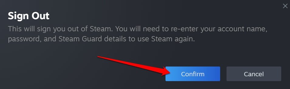 Подтвердить выход из Steam