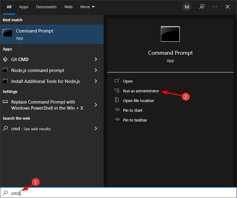Запуск CMD от имени администратора в меню Пуск