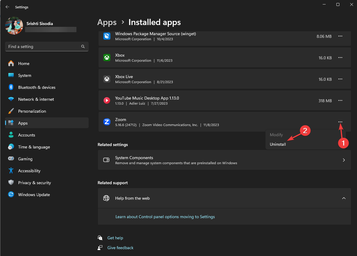 Удаление приложения Zoom