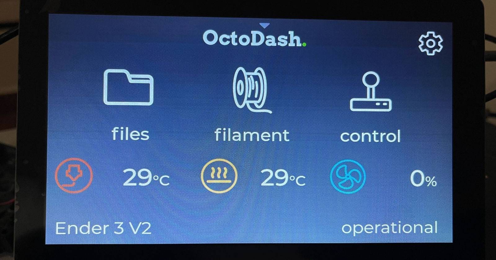 Панель OctoDash на сенсорном дисплее