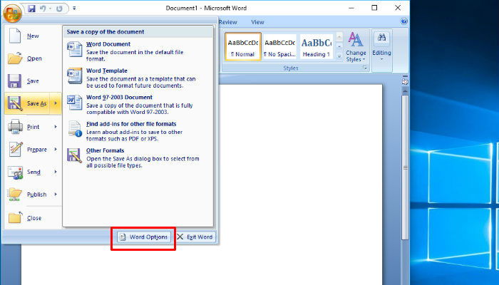 Снимок экрана: параметры сохранения AutoRecover в Word