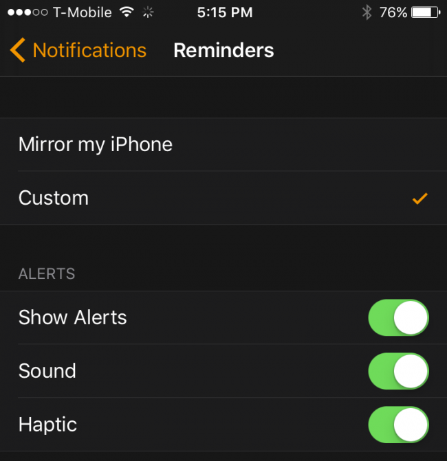 Опции уведомлений: звуки и haptic на Apple Watch