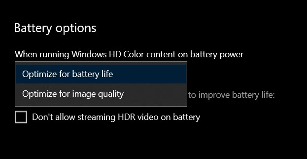 Ne pas autoriser la lecture HDR sur batterie