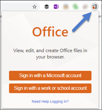 Интерфейс расширения Office в браузере