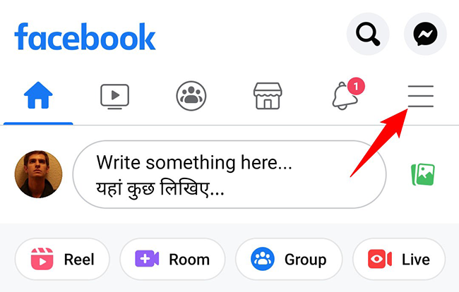 Нажмите меню (гамбургер) в приложении Facebook.