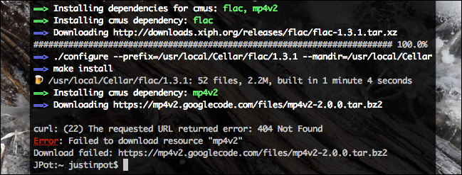 Обход 404 в Homebrew на macOS