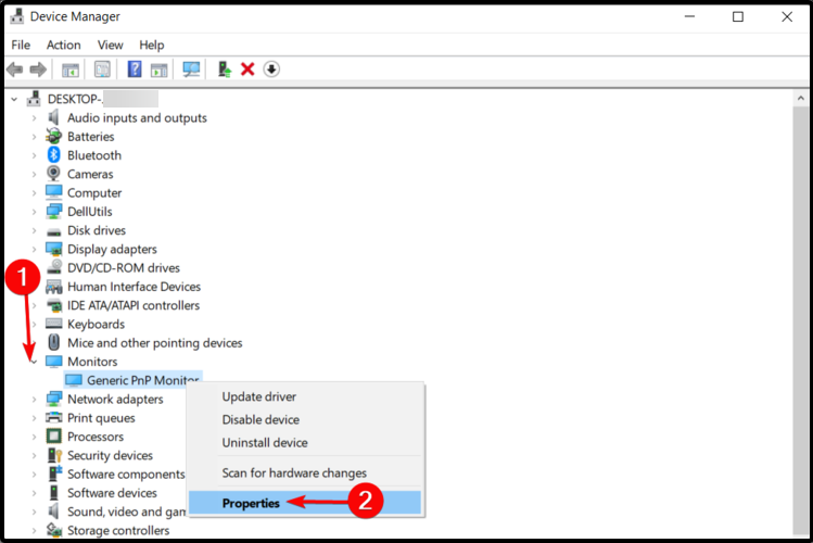 Выбор Свойств для Generic PnP Monitor
