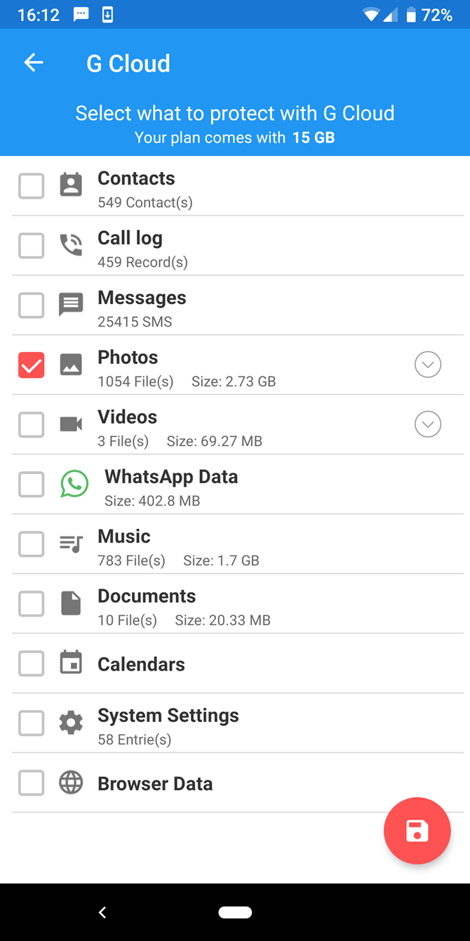 G Cloud выбор данных