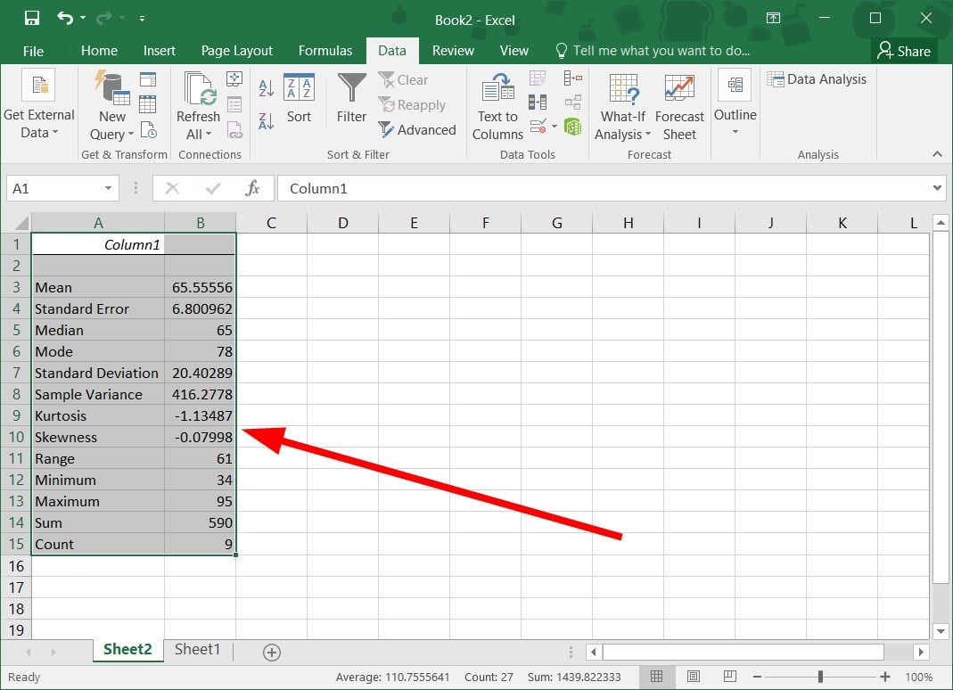 Результат Descriptive Statistics с полем «Standard Error»