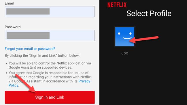 sign in and choose profile