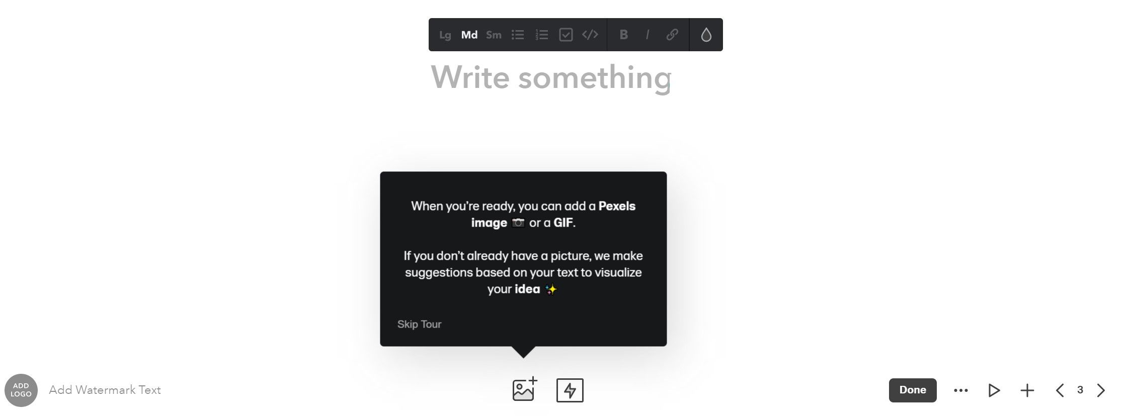 Панель форматирования текста и элементов в Paste