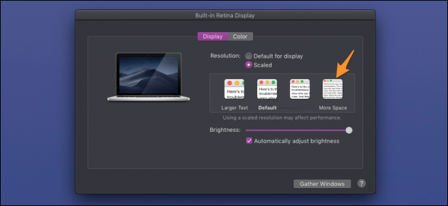 Системные настройки дисплея на macOS