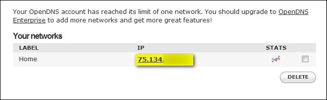 OpenDNS: включение статистики и логирования для выбранной сети