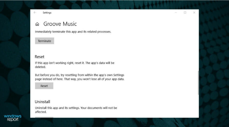 Кнопка 'Дополнительные параметры' для приложения