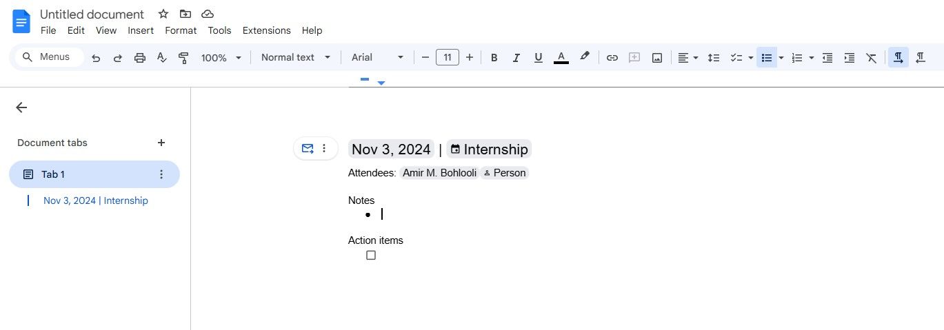 Meetings notes in Google Docs with Smart Chips-1