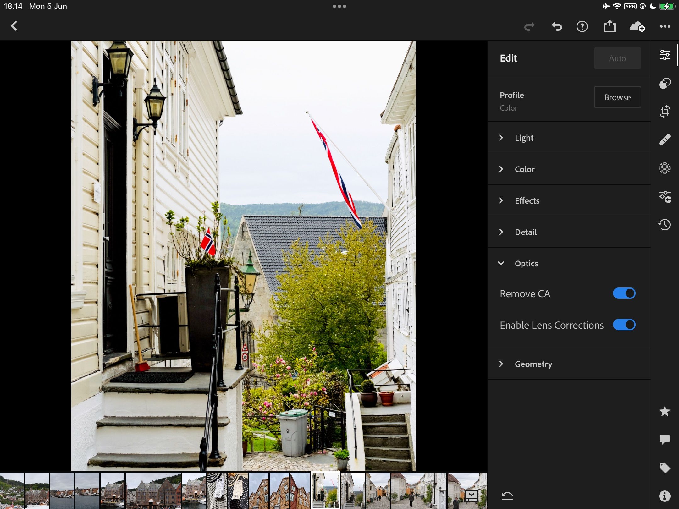удаление хроматических аберраций в Lightroom CC
