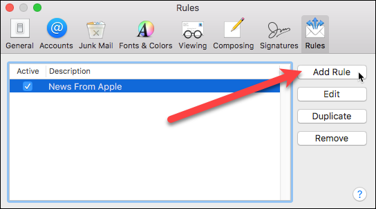 Кнопка Add Rule для создания правила