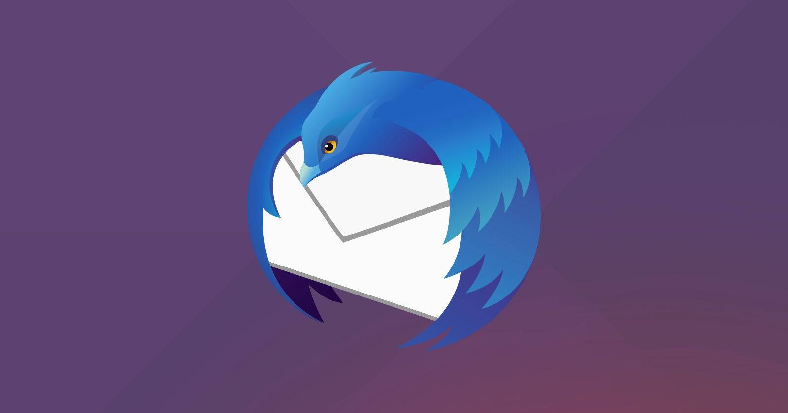 Логотип Mozilla Thunderbird на фиолетовом фоне