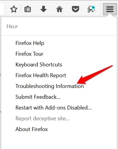 Информация для решения проблем в Firefox