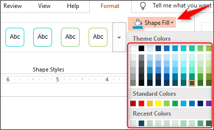 Параметр заливки фигуры для изменения цвета полосы