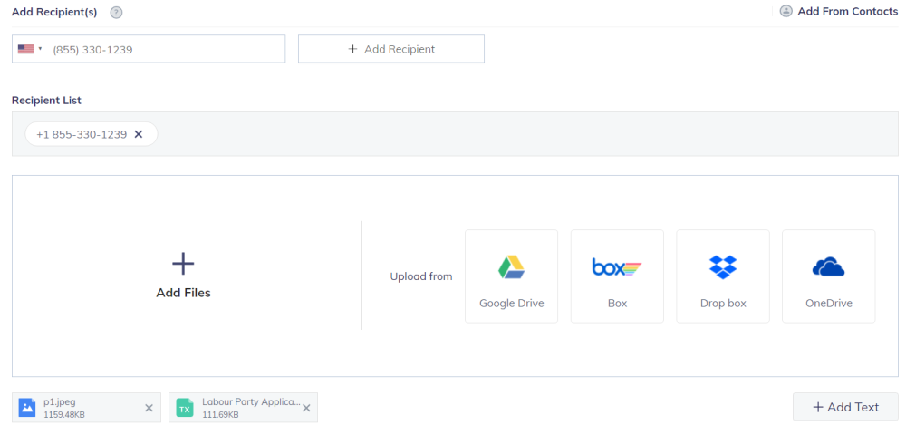 Факс с ПК или мобильного с CocoFax: выбор файла и получателя