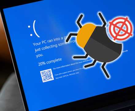 windows error screen with error bug vector