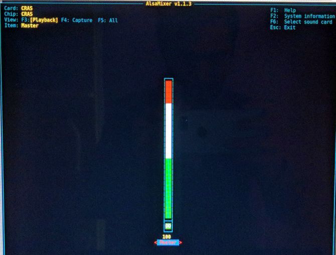 turn pc into chromebook - alsamixer interface