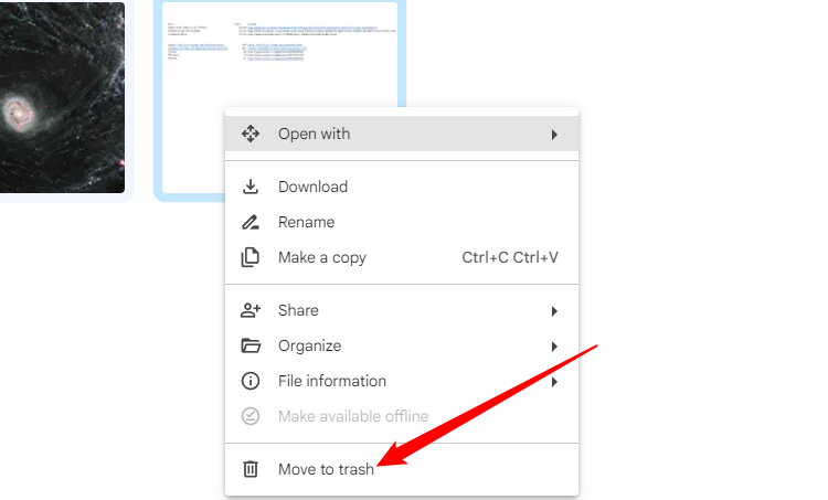 Выберите Move to Trash внизу контекстного меню для удаления исходного файла