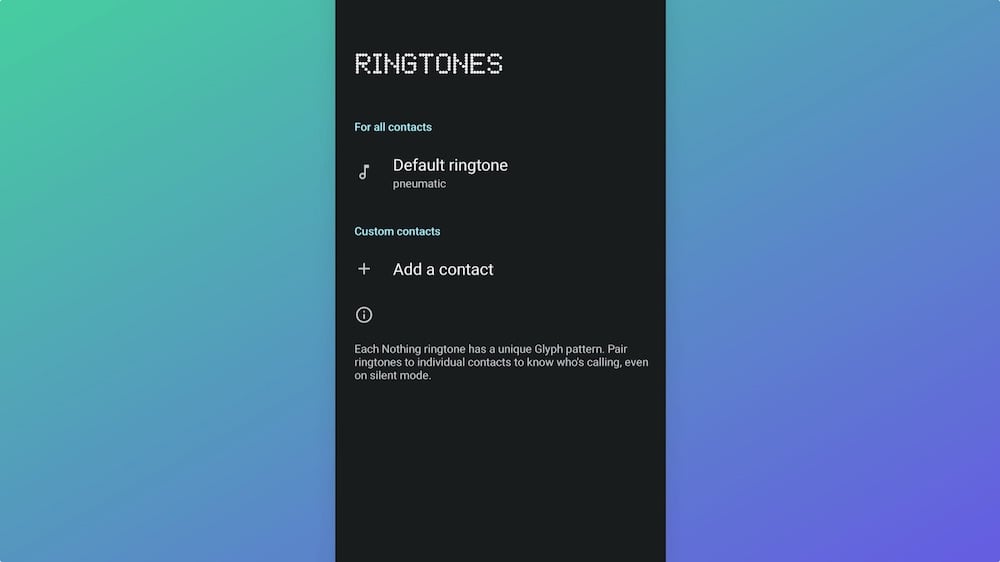 Назначение мелодии звонка контакту Abra в Glyph Interface