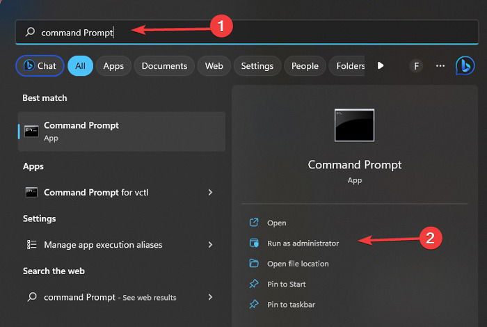 Running the Command Prompt as administrator.