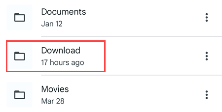 Папка «Загрузки» в файловом менеджере