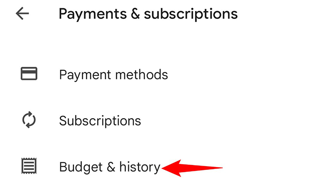 Выберите опцию «Бюджет и история».