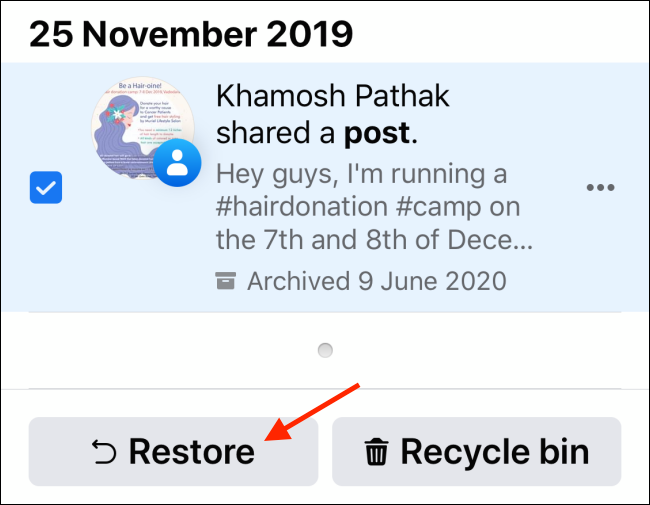 Восстановление публикаций из Архива
