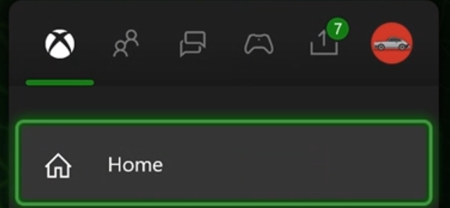 Боковая панель Xbox с вкладкой Профиль и система.
