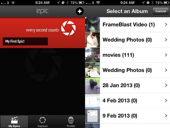Скриншот: создание эпика и список проектов
