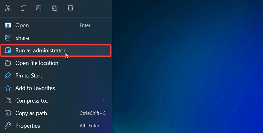 Окно запуска от администратора