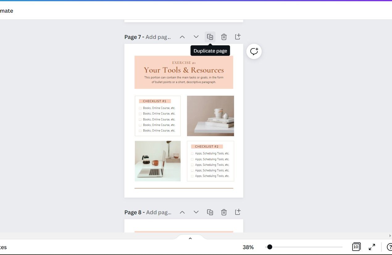 Опции работы со страницами в Canva