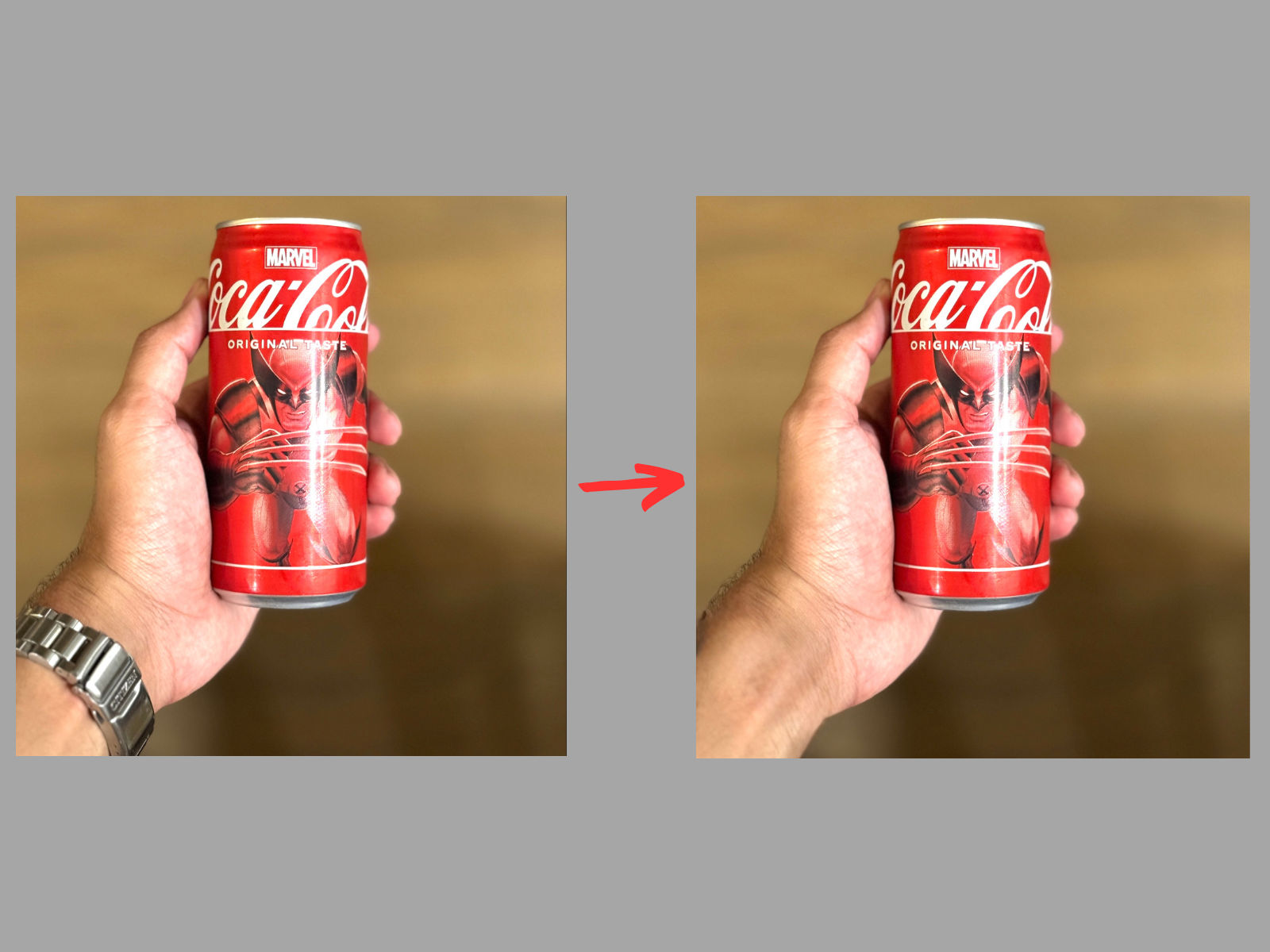 Удаление часов с запястья при помощи Clean Up в приложении Фото.