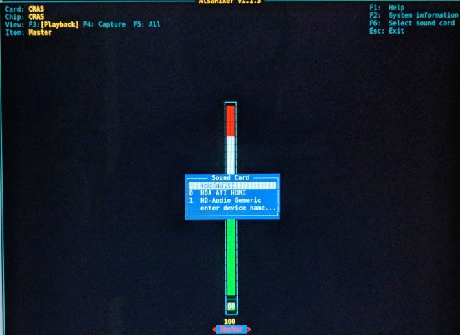 turn pc into chromebook - alsamixer interface sound card