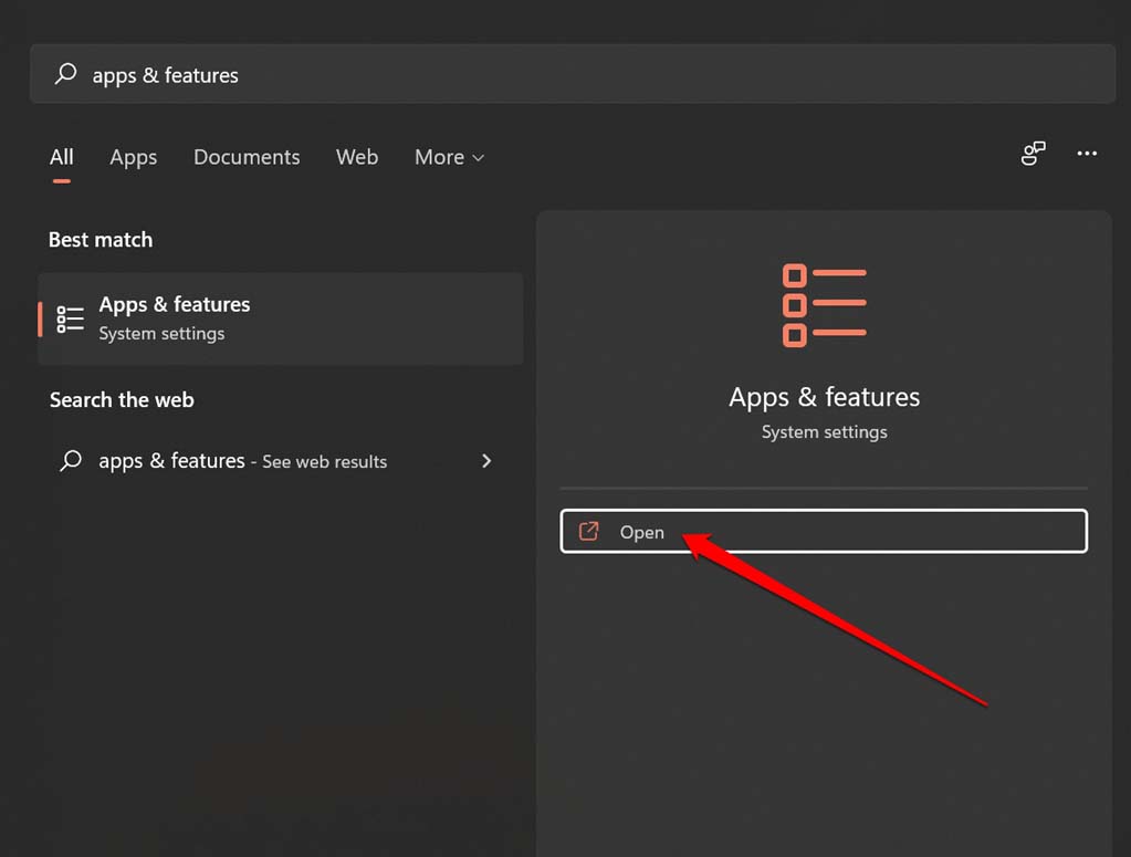 Открыть список приложений Windows