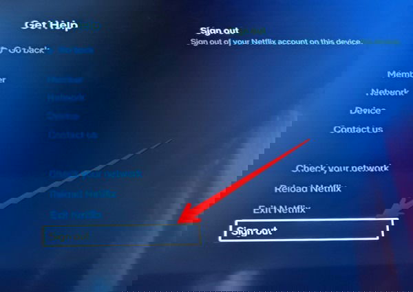 Подтверждение выхода из Netflix на телевизоре