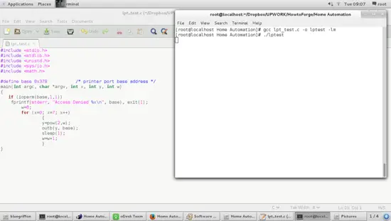 Фотография платы и подключённых кабелей к параллельному порту