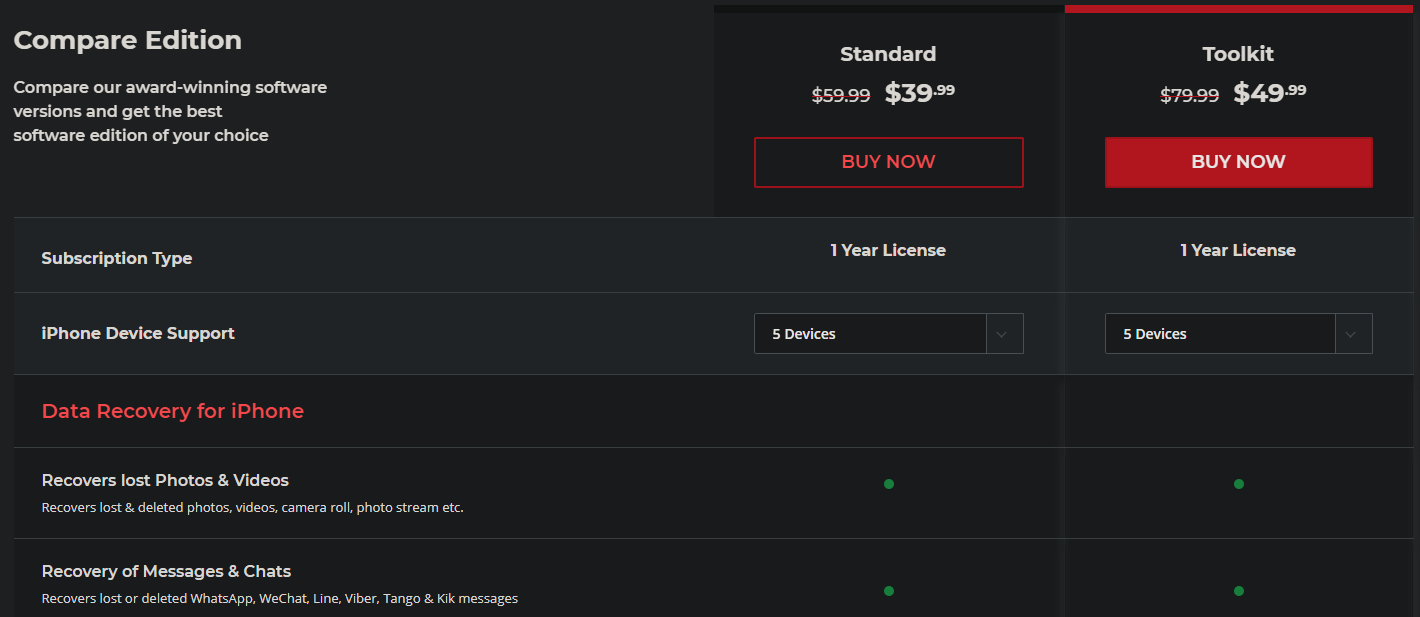 Экран приложения для восстановления WhatsApp на iPhone