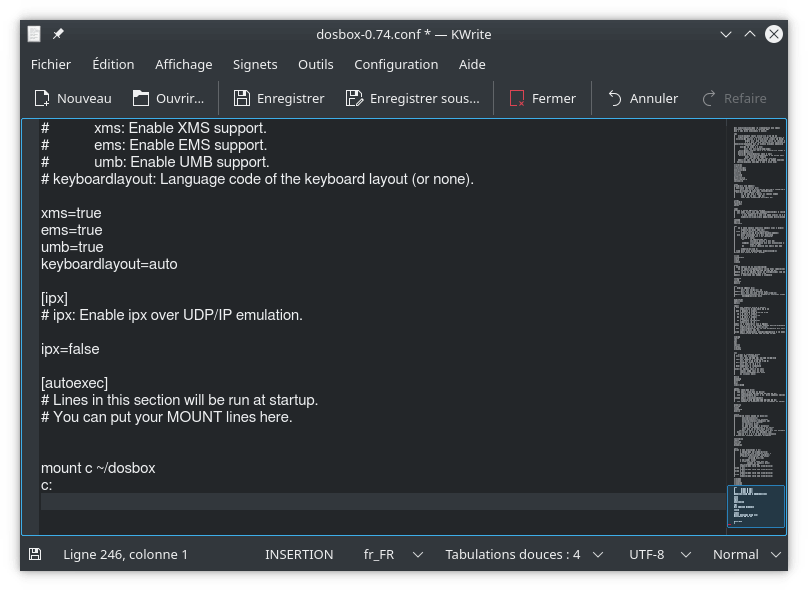 Пример команд в конфигурации DOSBox