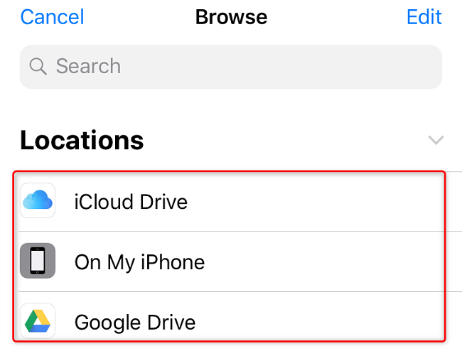 Выберите поставщика облачного хранилища в меню Местоположения.