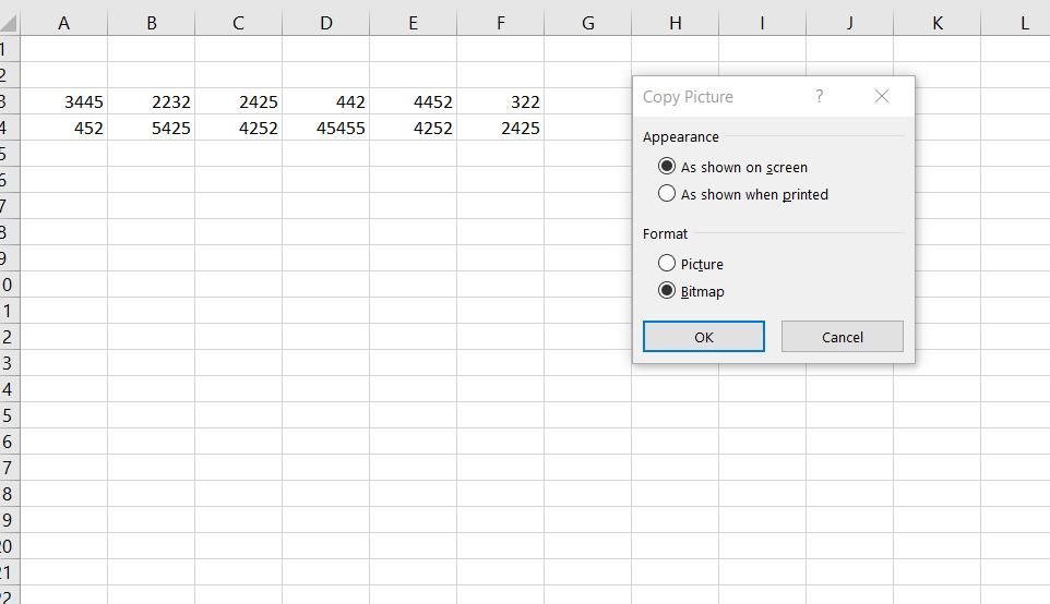 Параметры формата Bitmap для копирования как изображение