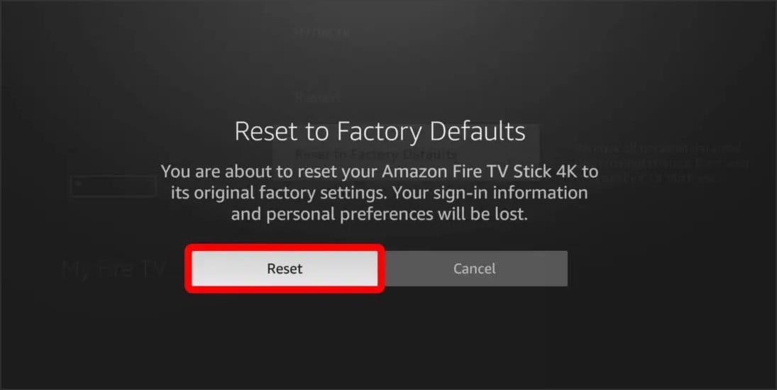 Кнопка подтверждения сброса