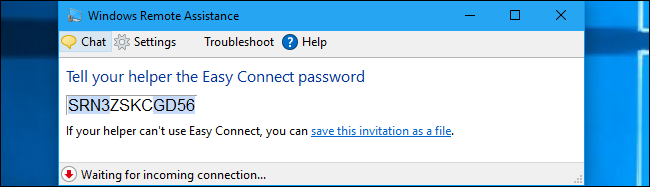 Окно с паролем для Easy Connect в Remote Assistance