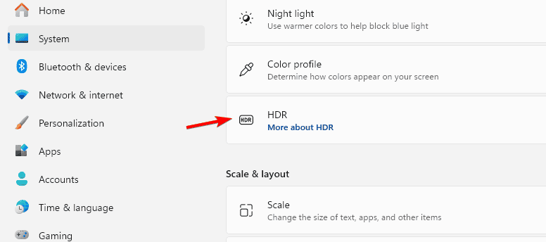 Schermata delle impostazioni HDR di Windows con opzione di calibrazione