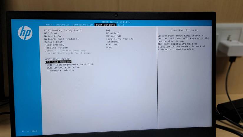 BIOS HP: раздел Boot Options